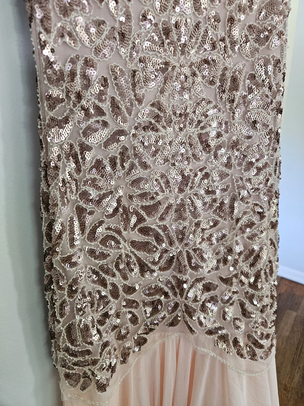 Elegant Sequin Embellished Maxi Dress - Blush Pink